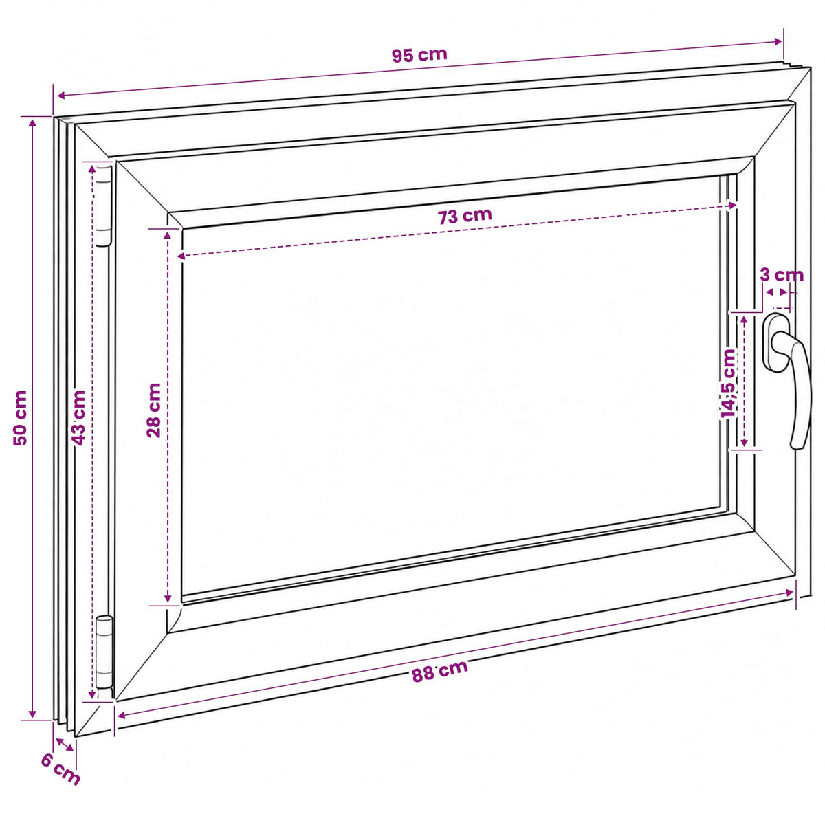 Prozor za podrum RISOR 95 x 50 cm PVC i prozirno staklo