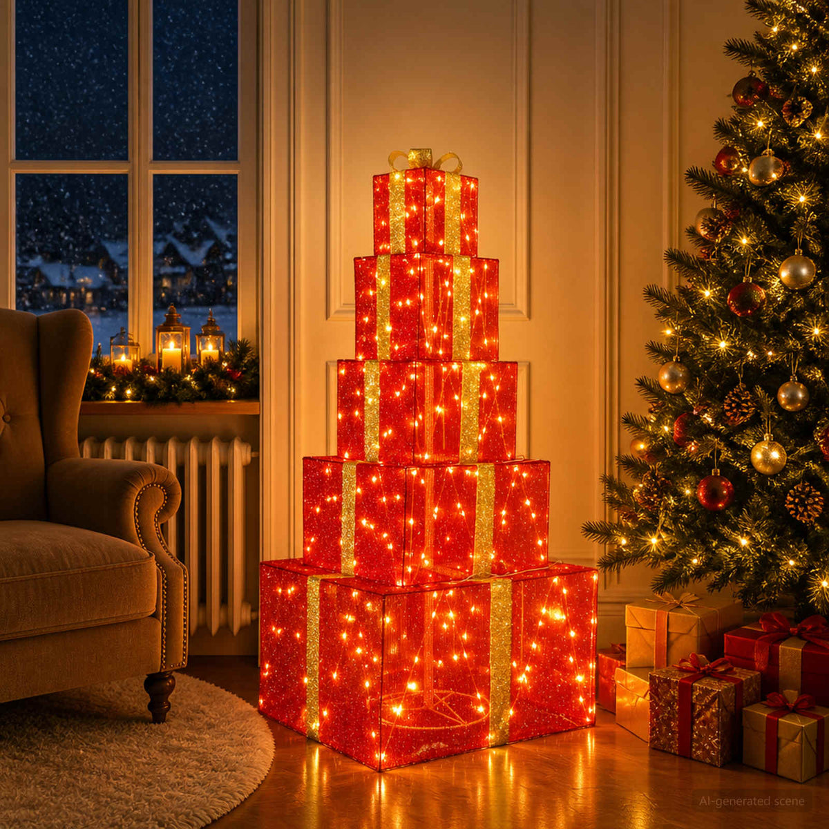 Božićne svjetleće kutije na slaganje 250 LED lampica