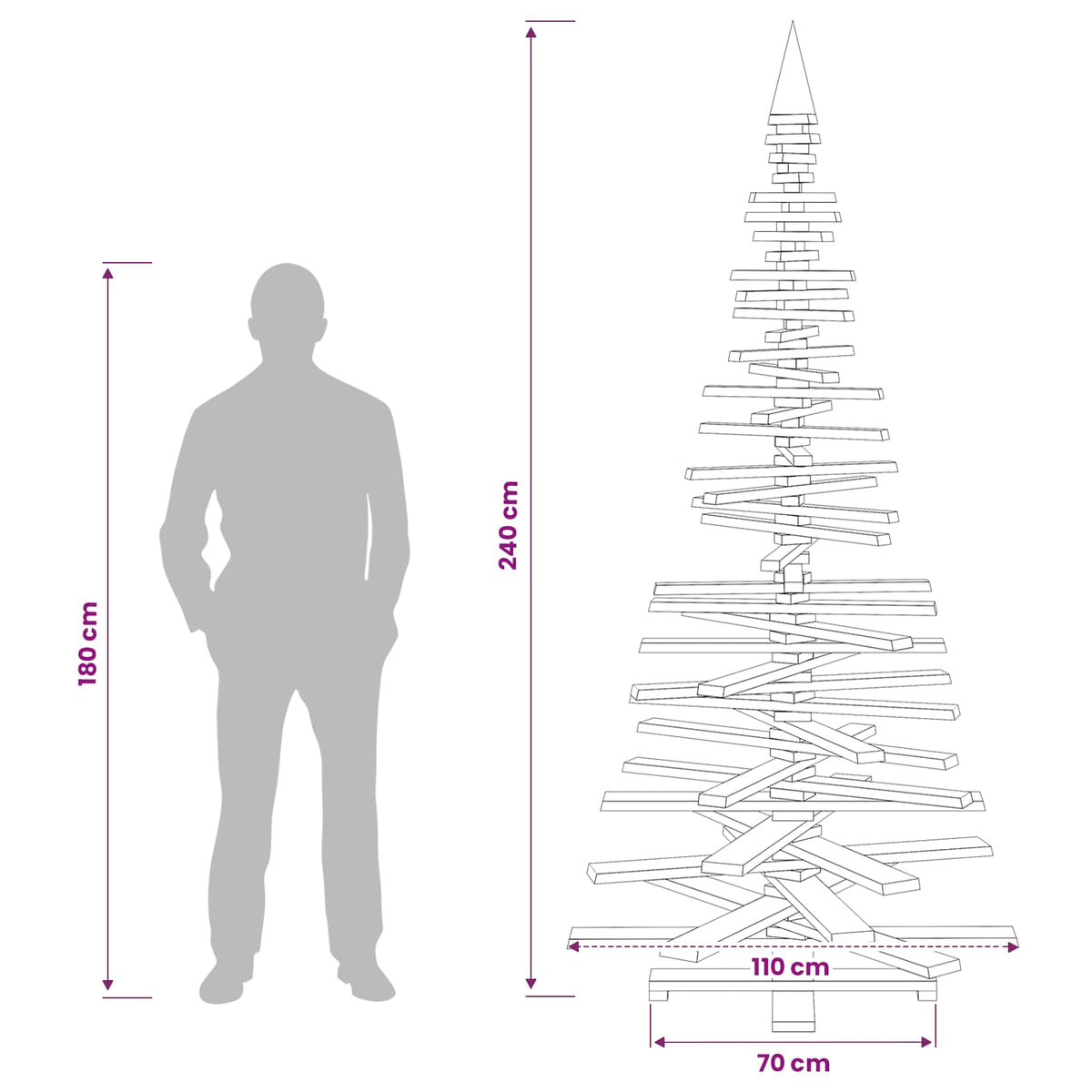 Drveno božićno drvce KOTKA 240 cm Masivna borovina Prirodno