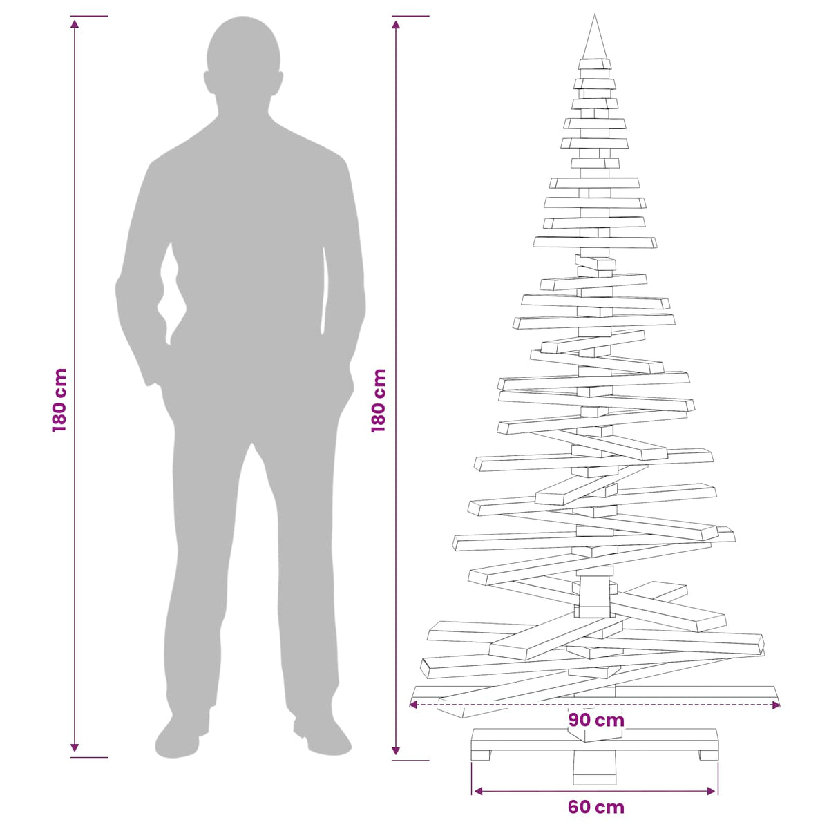 Drveno božićno drvce KOTKA 180 cm Masivna borovina