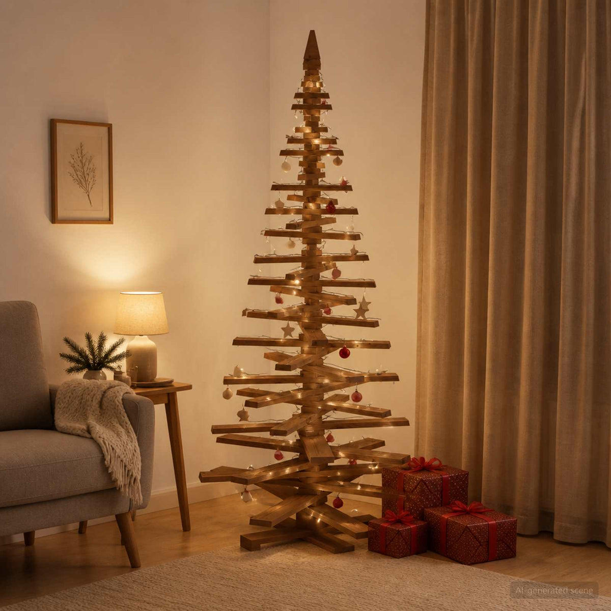 Drveno božićno drvce KOTKA 210 cm Masivna borovina