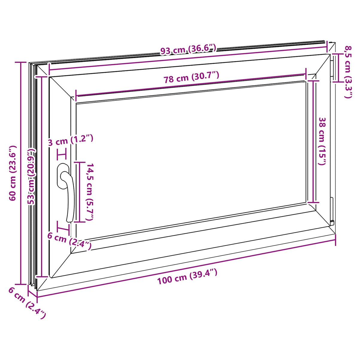 Prozor za podrum RISOR 100 x 60 cm PVC i staklo Bijela