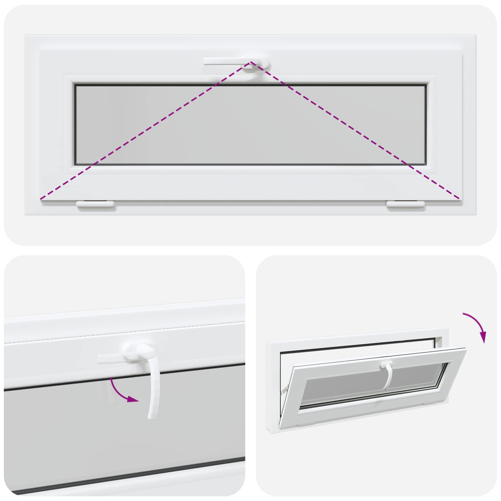 Prozor za podrum RISOR 100 x 40 cm PVC i staklo Bijela