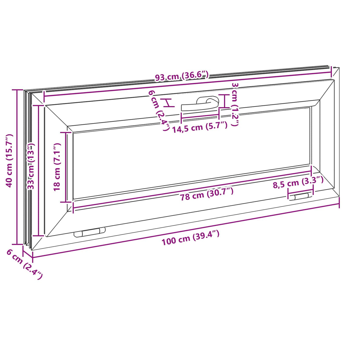 Prozor za podrum RISOR 100 x 40 cm PVC i staklo Bijela