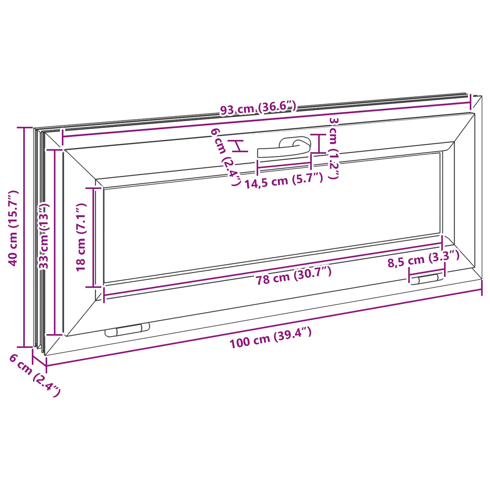 Prozor za podrum RISOR 100 x 40 cm PVC i staklo Bijela