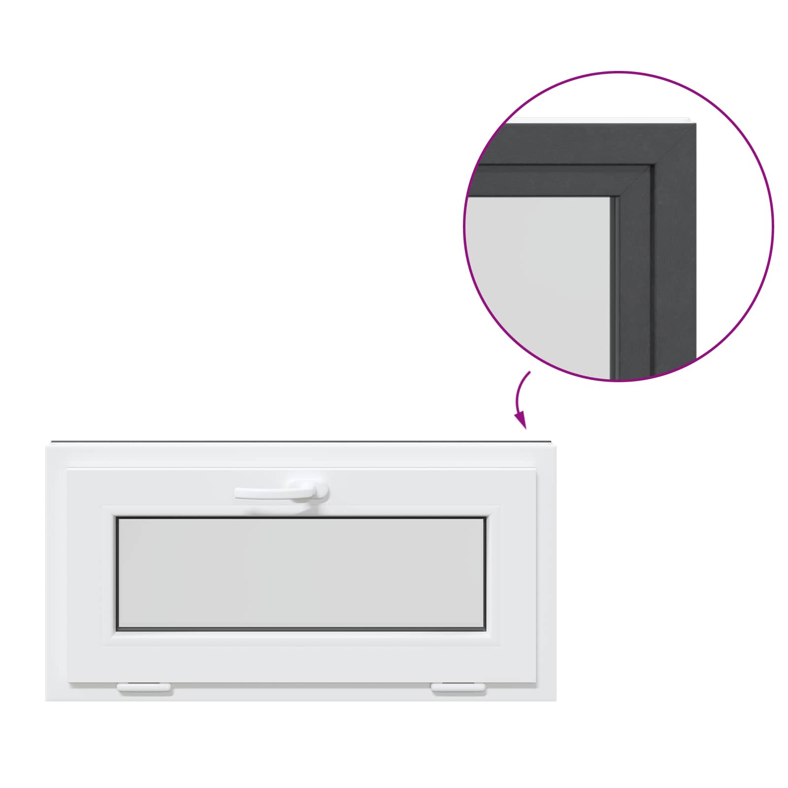 Prozor za podrum RISOR 80 x 40 cm PVC i staklo Antracit