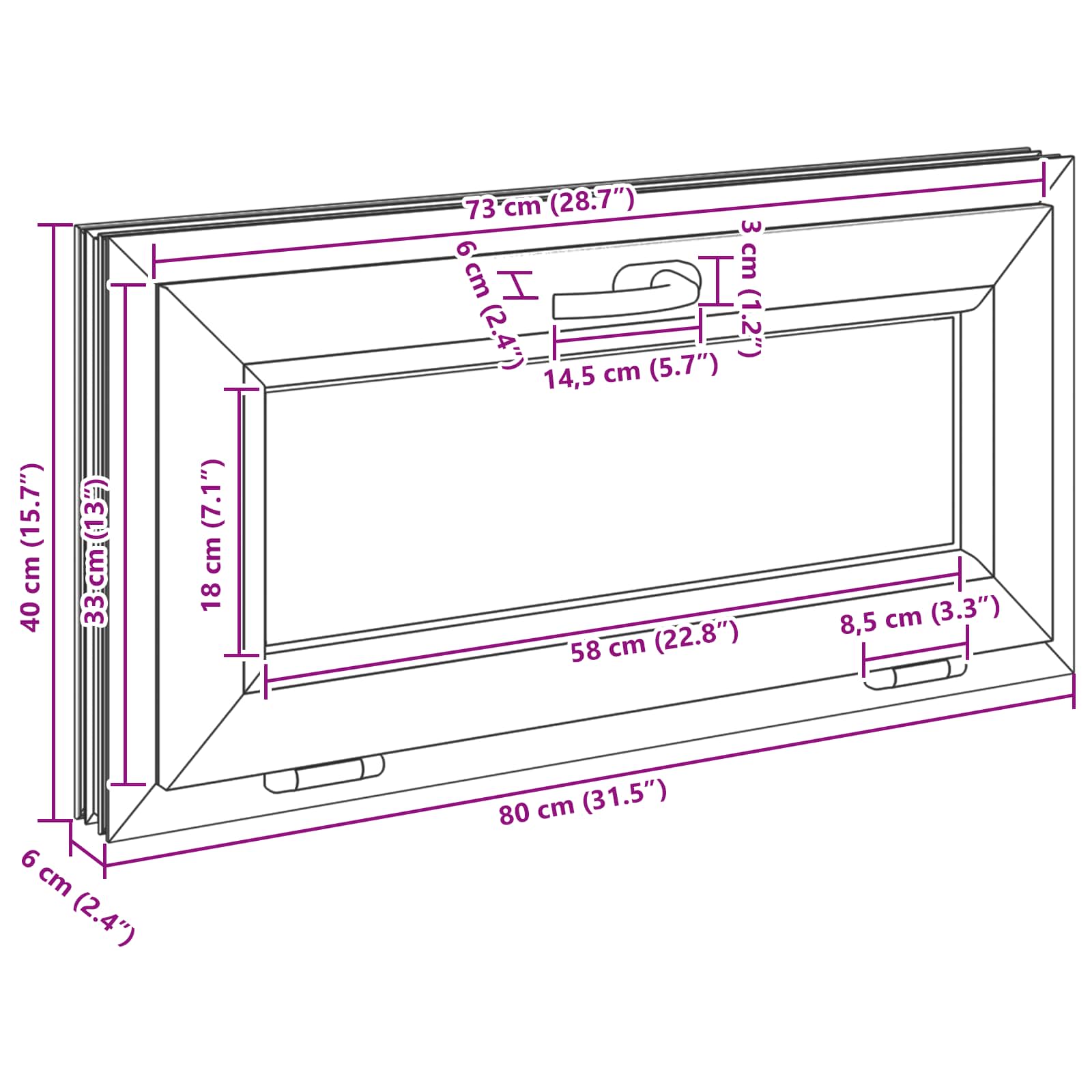 Prozor za podrum RISOR 80 x 40 cm PVC i staklo Antracit