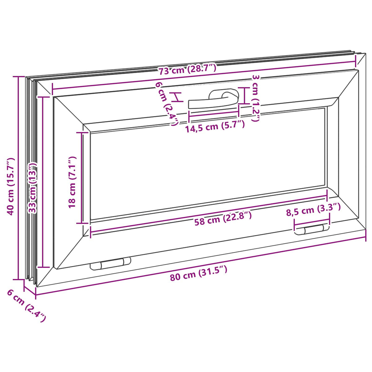 Prozor za podrum RISOR 80 x 40 cm PVC i staklo Antracit