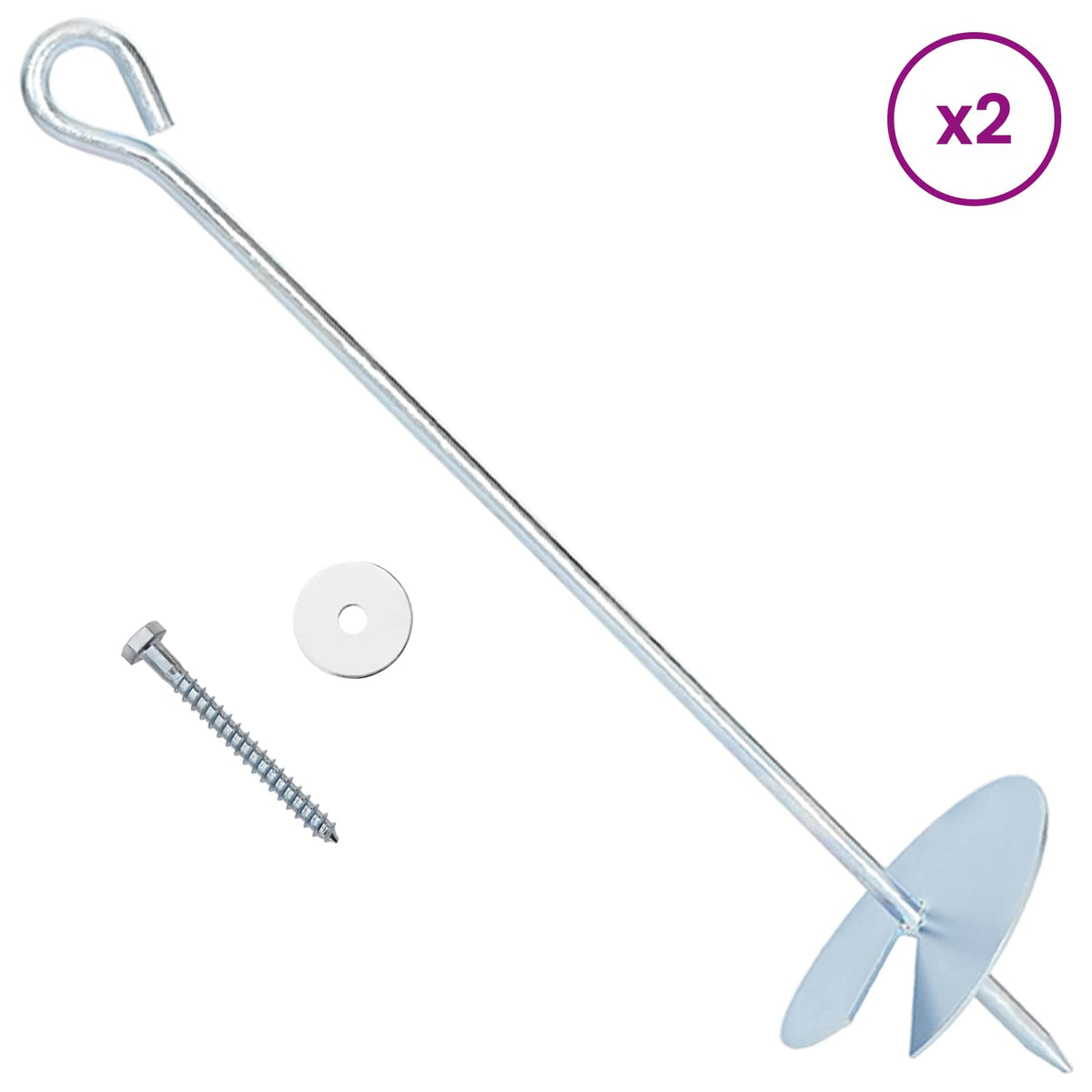 Zemaljska sidra 6 pcs Srebrna Ø10 x 40 cm Galvanizirani metal