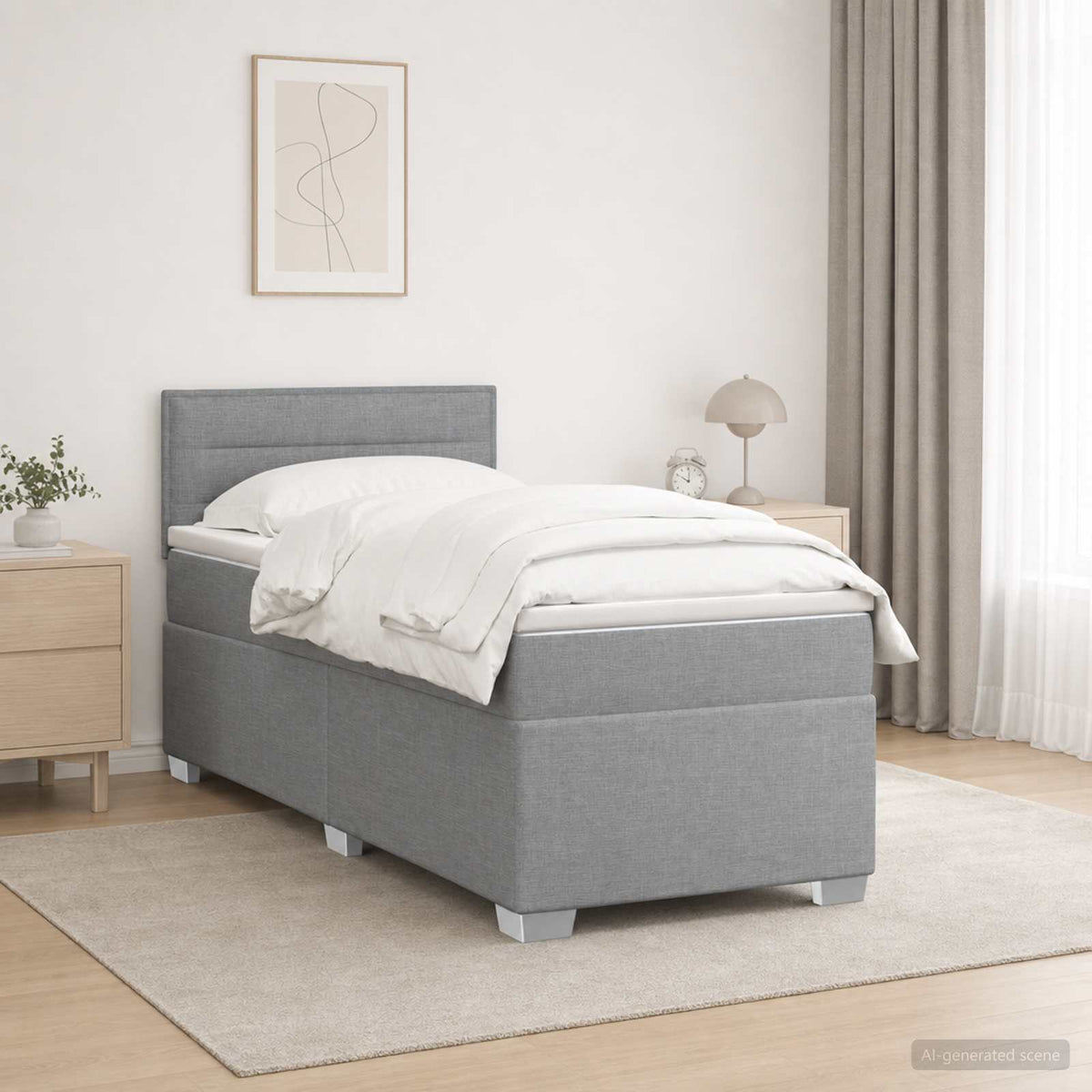 Boxspring krevet s madracem Svjetlosiva 90 x 190 cm Tkanina