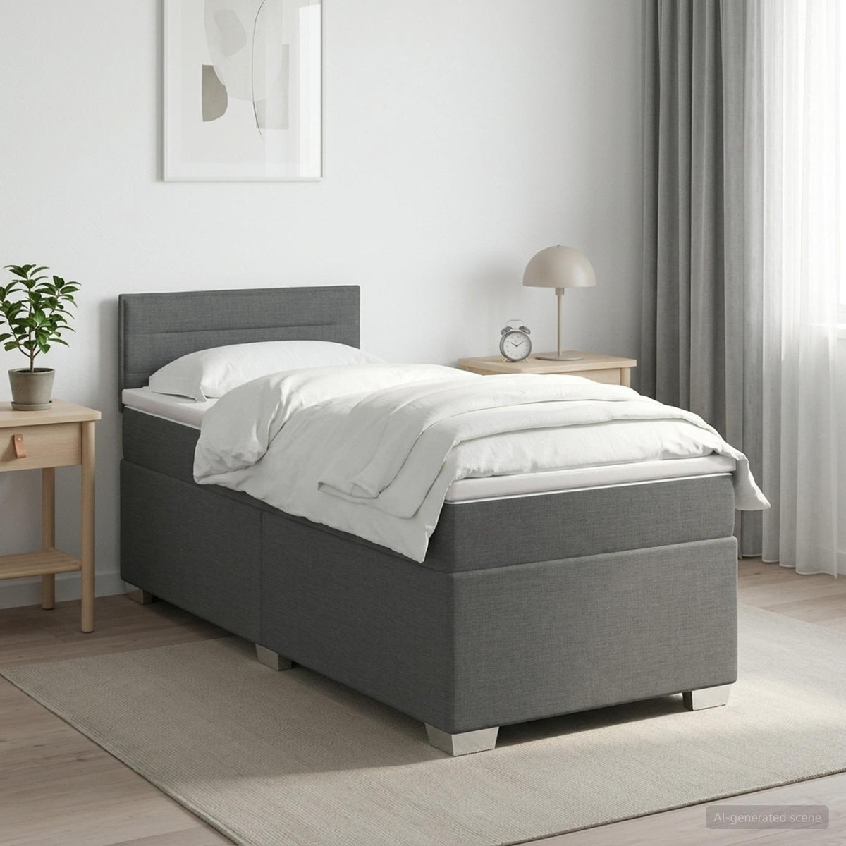 Boxspring krevet s madracem Tamnosiva 100 x 200 cm Tkanina