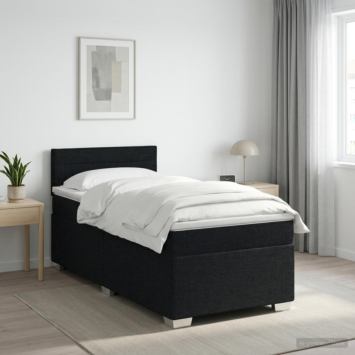 Boxspring krevet s madracem Crna 90 x 200 cm Tkanina