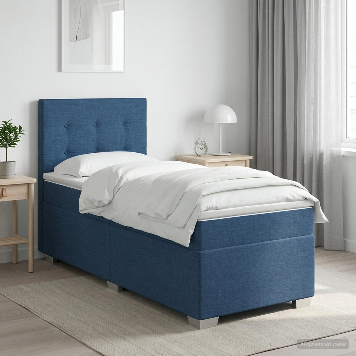 Boxspring krevet s madracem Plava 100 x 200 cm Tkanina