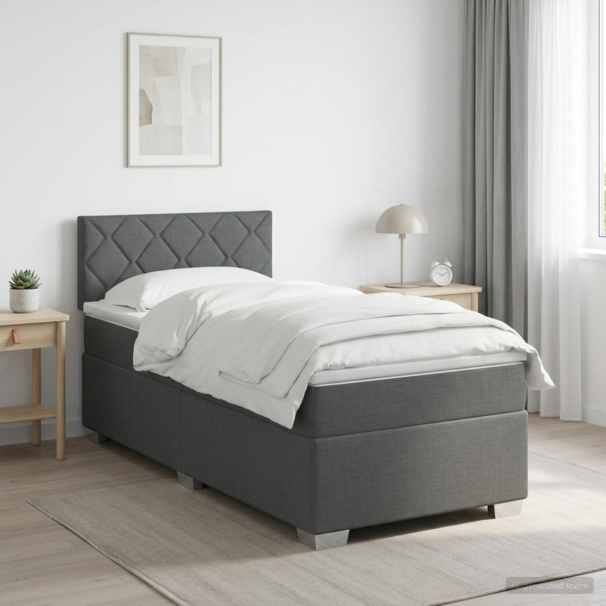 Boxspring krevet s madracem Tamnosiva 90 x 190cm Tkanina
