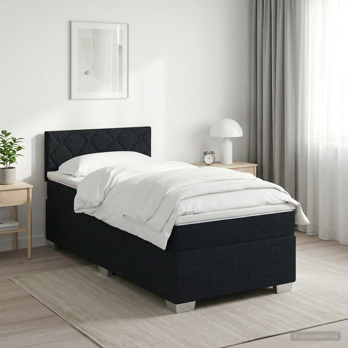 Boxspring krevet s madracem Crna 90 x 200 cm Tkanina