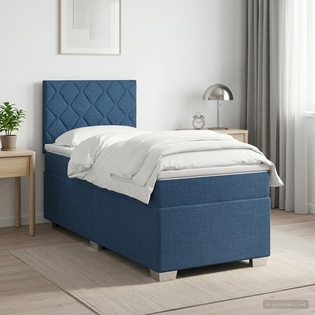 Boxspring krevet s madracem Plava 100 x 200 cm Tkanina