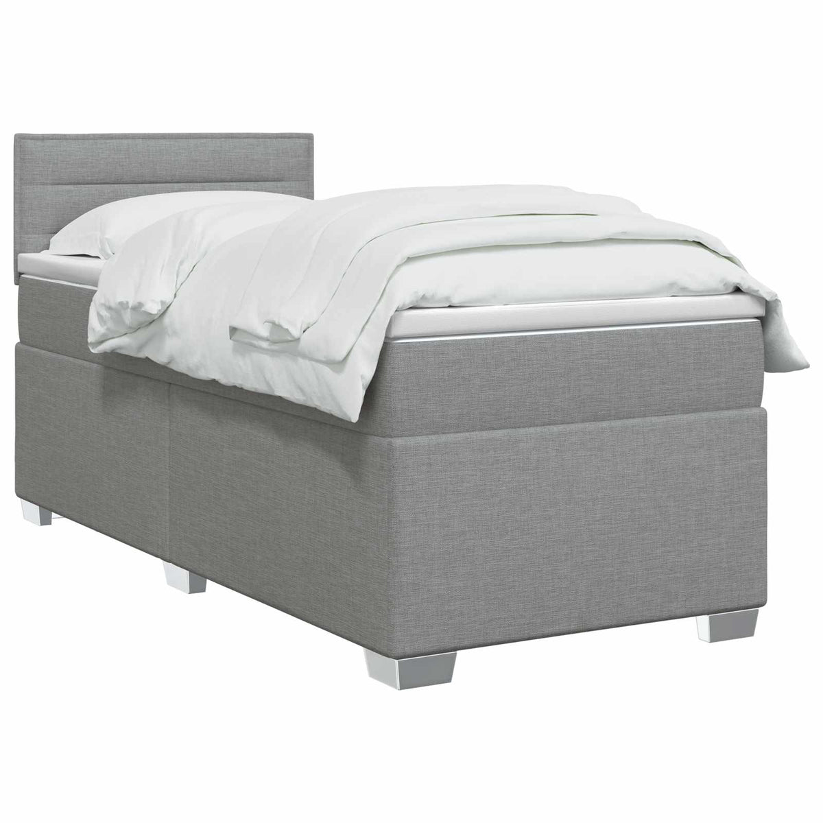 Boxspring krevet s madracem Svjetlosiva 90 x 190 cm Tkanina
