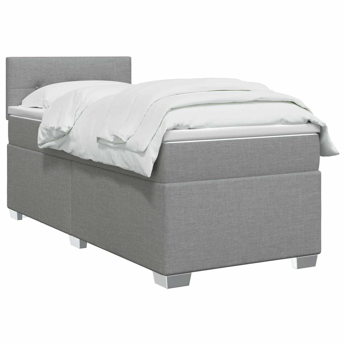 Boxspring krevet s madracem Svjetlosiva 90 x 200 cm Tkanina