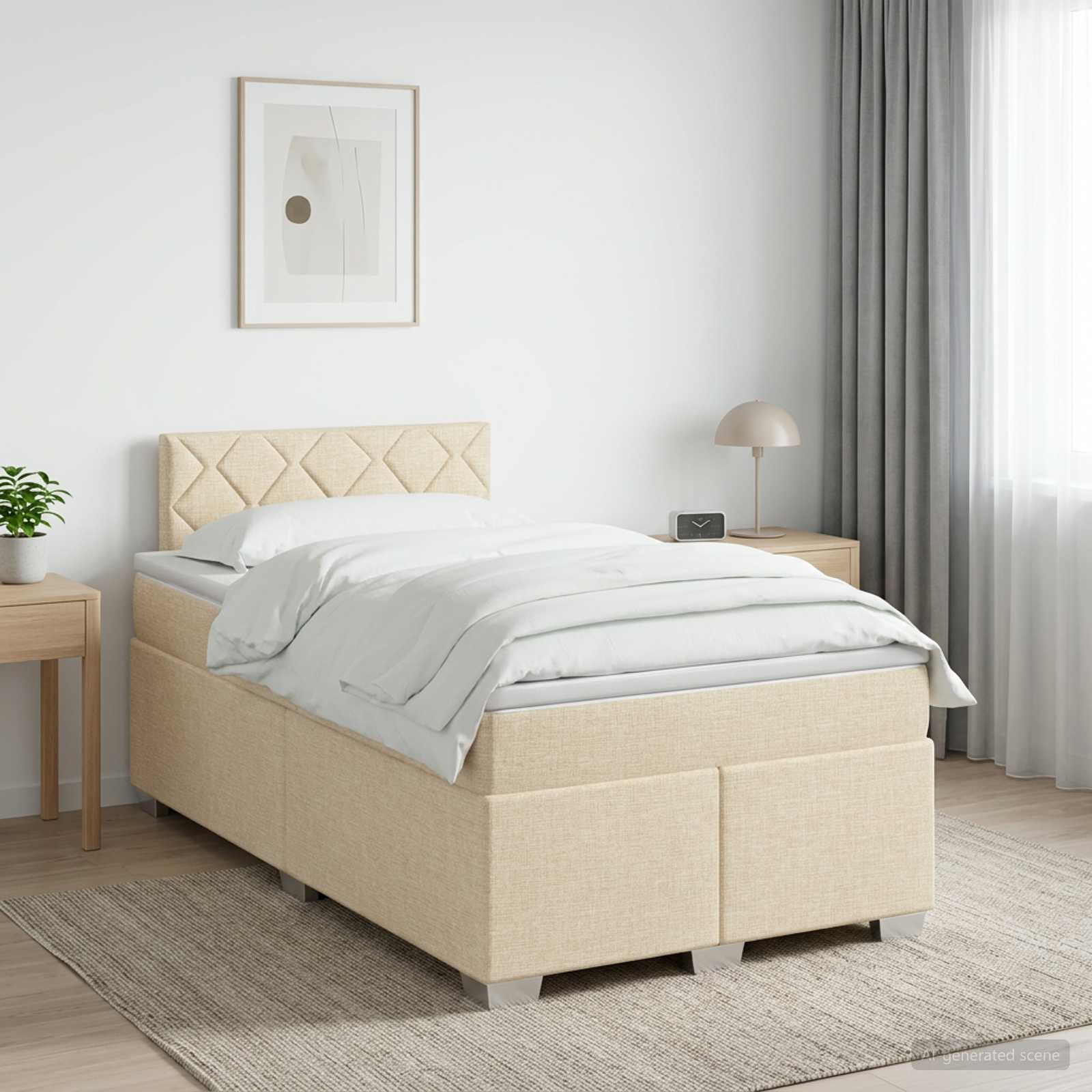 Boxspring krevet s madracem Krem 120 x 200 cm Tkanina