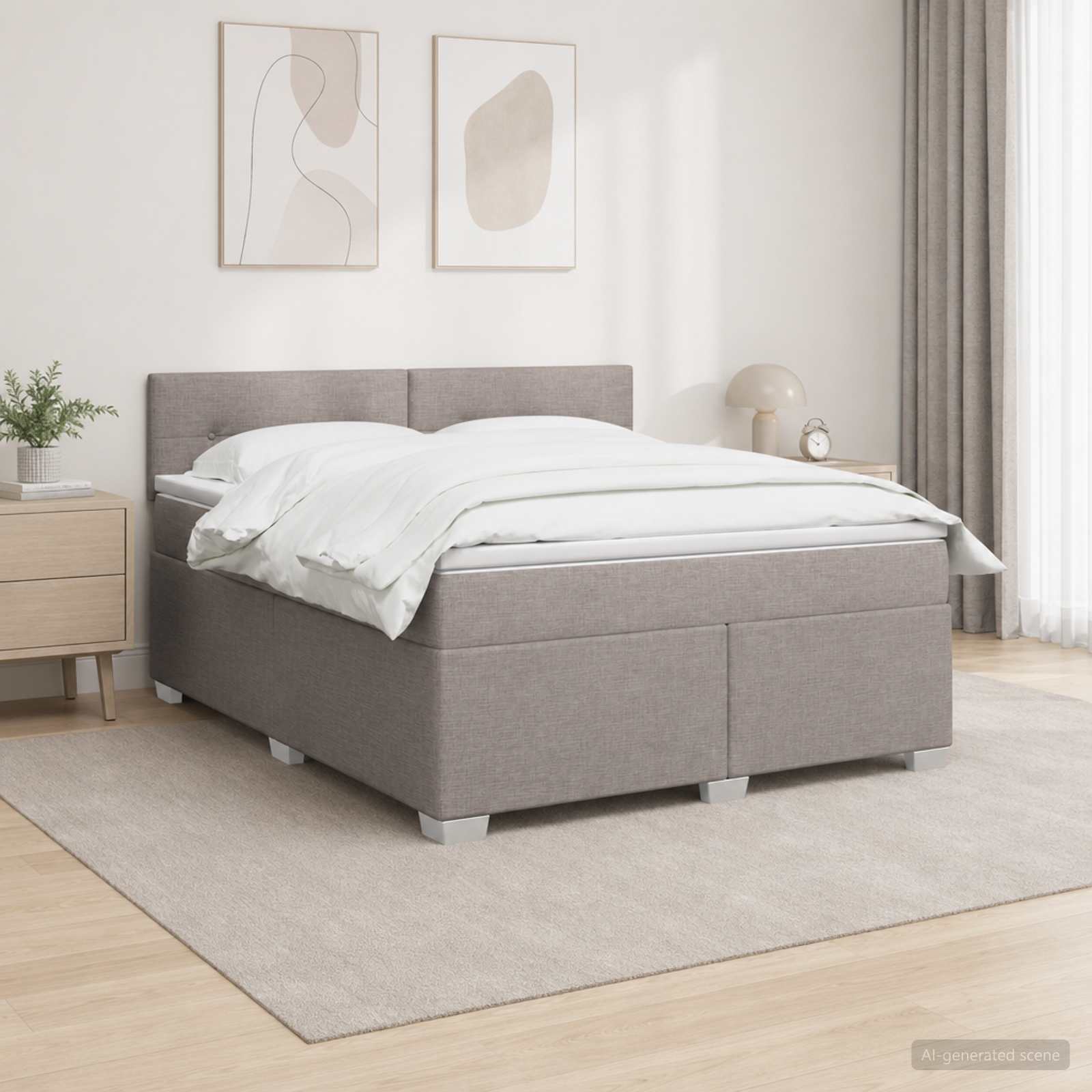Boxspring krevet s madracem Sivosmeđa 140 x 190 cm Tkanina
