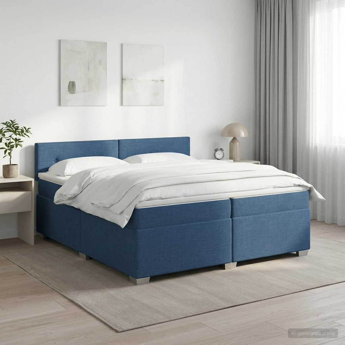 Boxspring krevet s madracem Plava 200 x 200 cm Tkanina