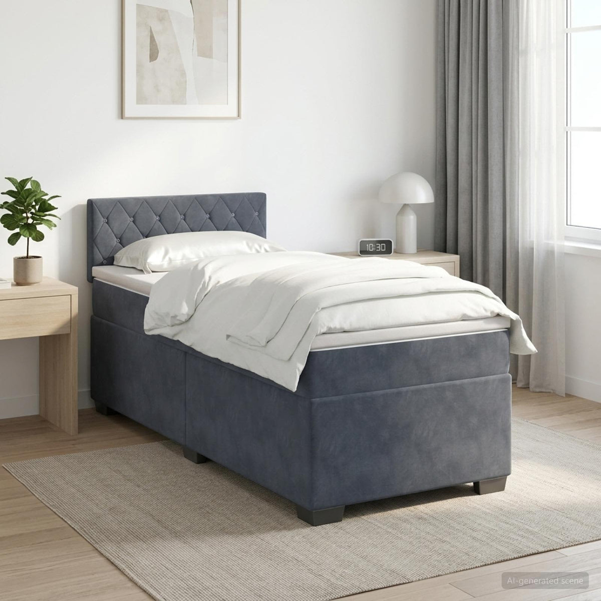 Boxspring krevet s madracem Tamnosiva 90 x 190 cm Baršun