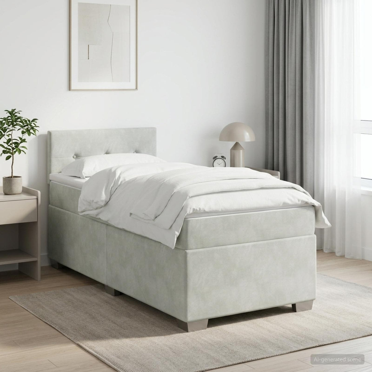 Boxspring krevet s madracem Svjetlosiva 90 x 190 cm Baršun
