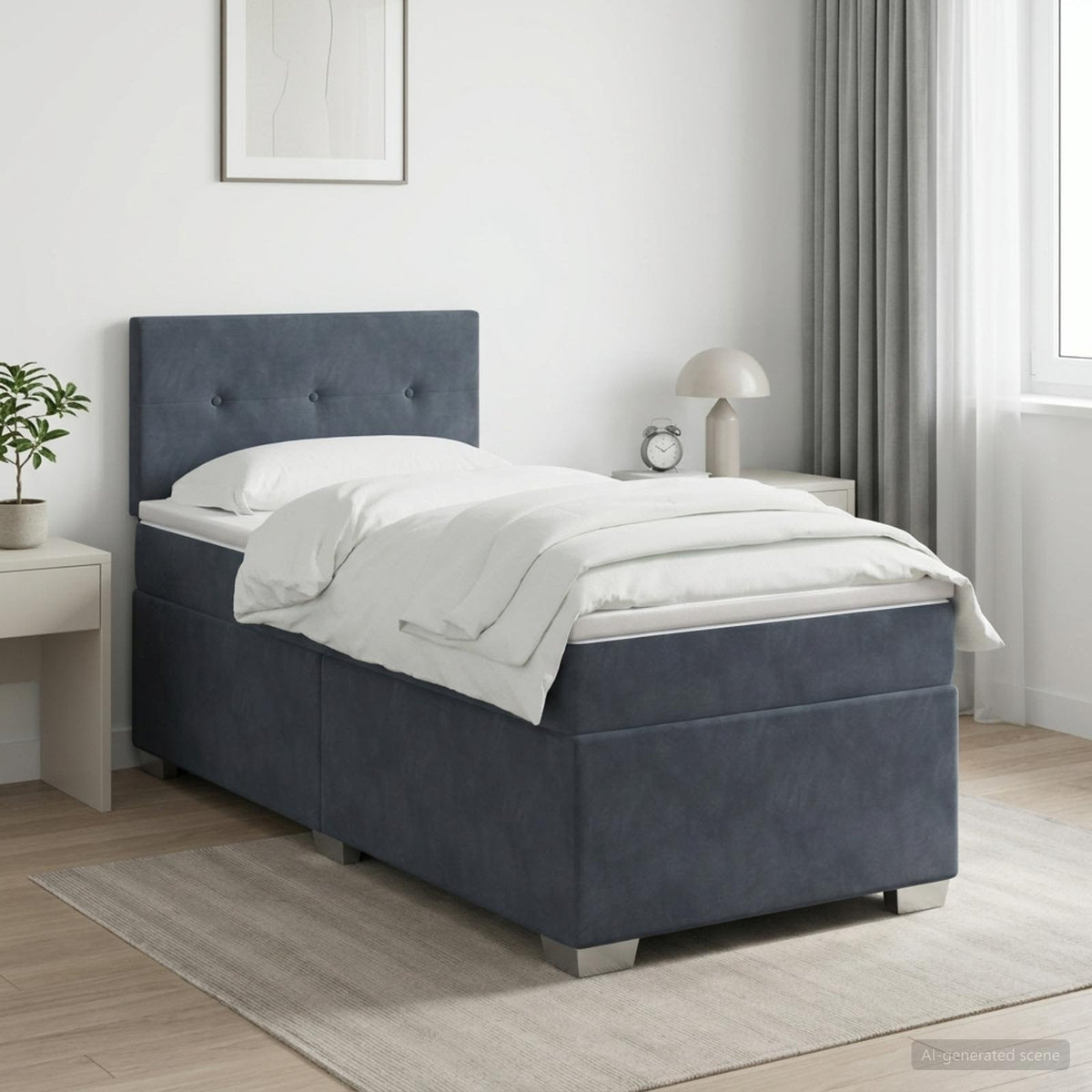 Boxspring krevet s madracem Tamnosiva 90 x 200 cm Baršun