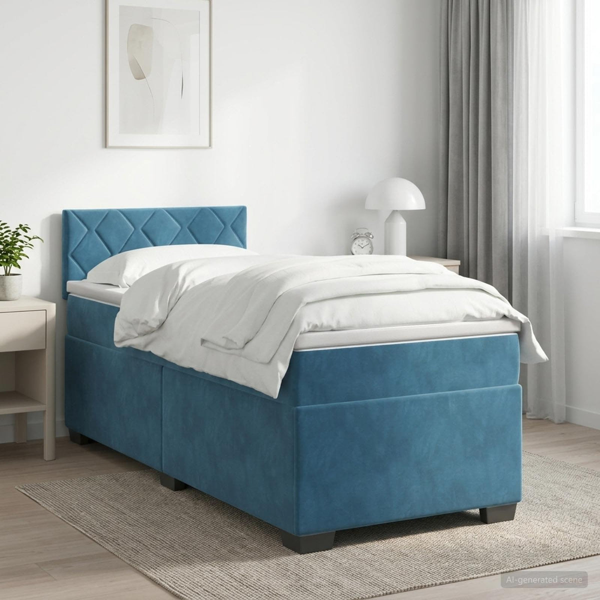 Boxspring krevet s madracem Tamno plava 80 x 200 cm Baršun