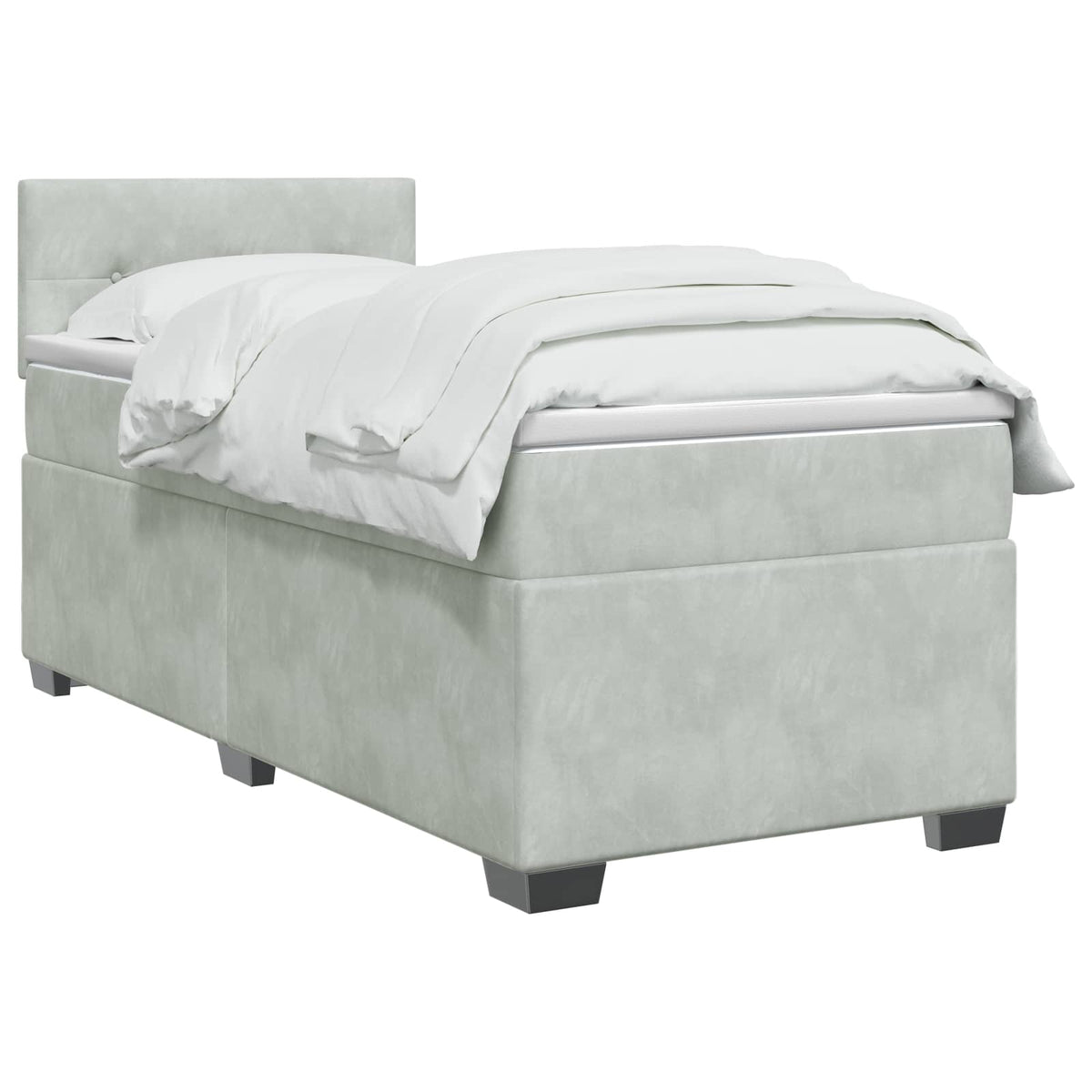 Boxspring krevet s madracem Svjetlosiva 90 x 200 cm Baršun