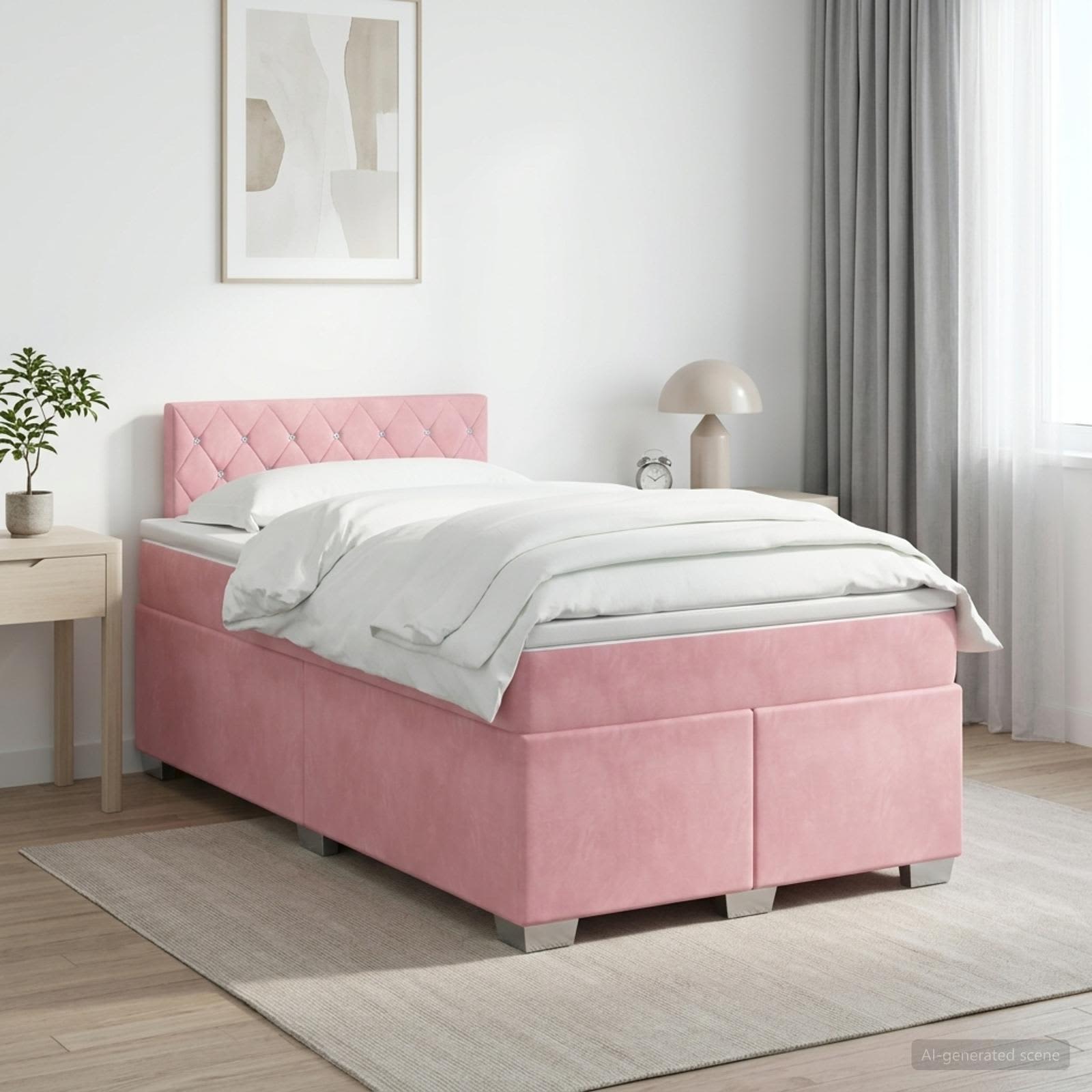 Boxspring krevet s madracem Ružičasta 120 x 200 cm Baršun