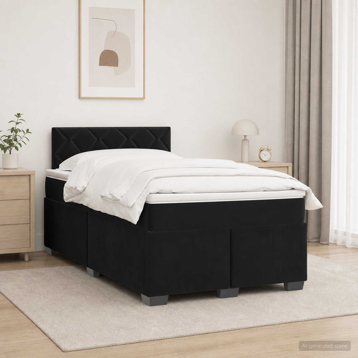 Boxspring krevet s madracem Crna 120 x 190 cm Baršun