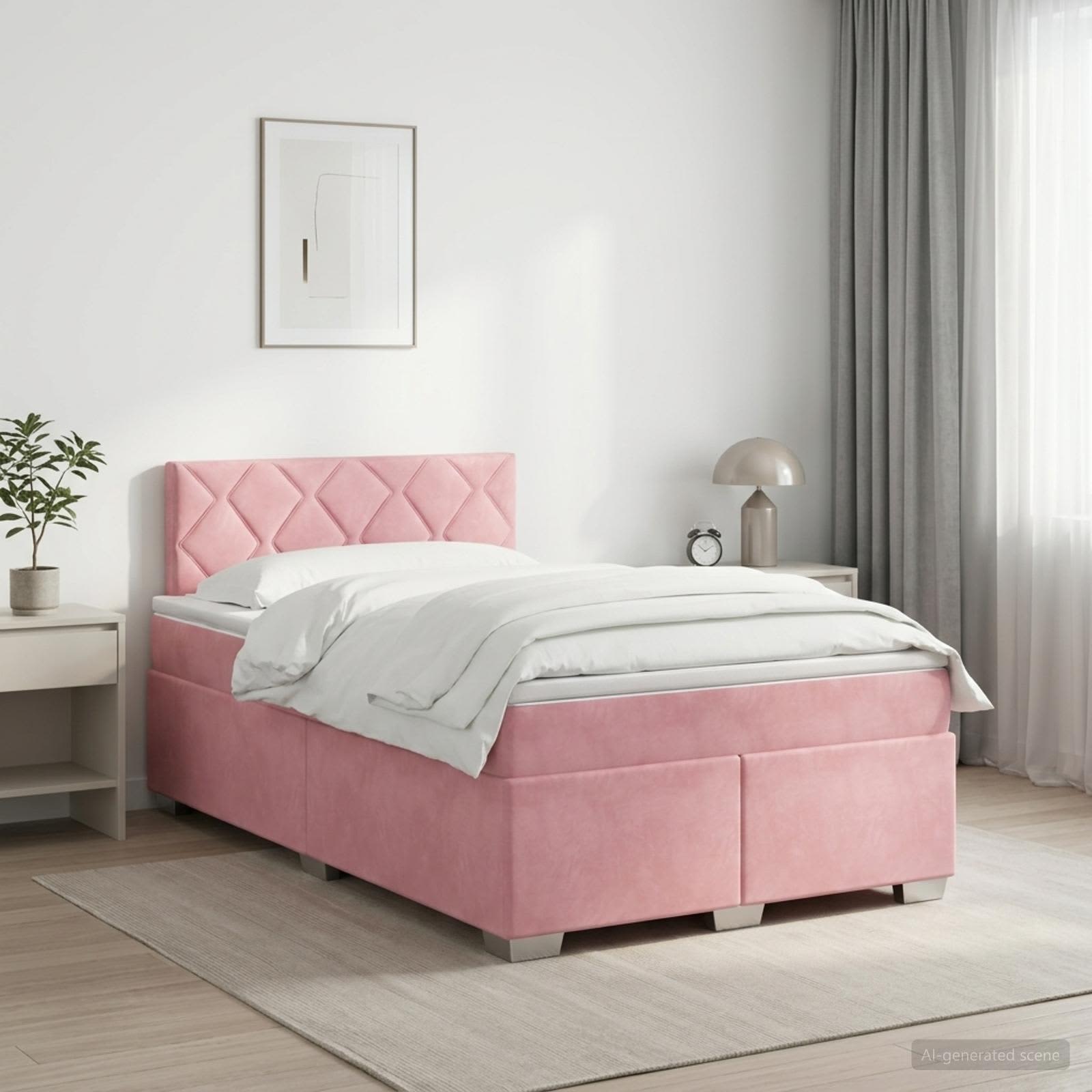 Boxspring krevet s madracem Ružičasta 120 x 200 cm Baršun