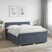 Boxspring krevet s madracem Tamnosiva 160 x 200 cm Baršun