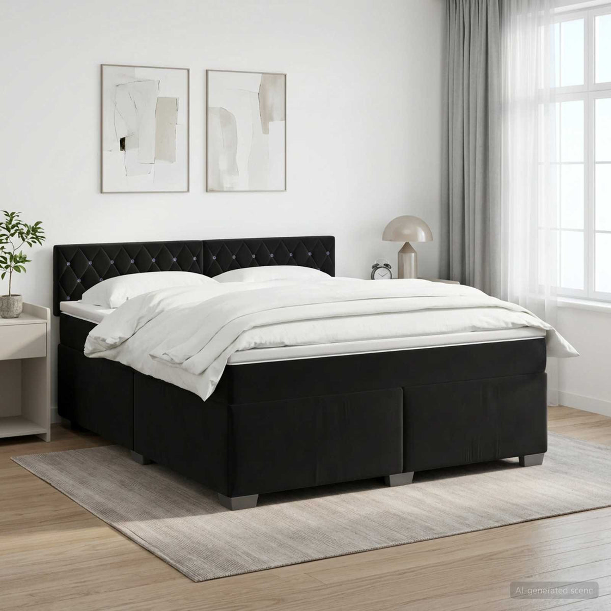 Boxspring krevet s madracem Crna 180 x 200 cm Baršun