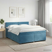 Boxspring krevet s madracem Tamno plava 160 x 200 cm Baršun