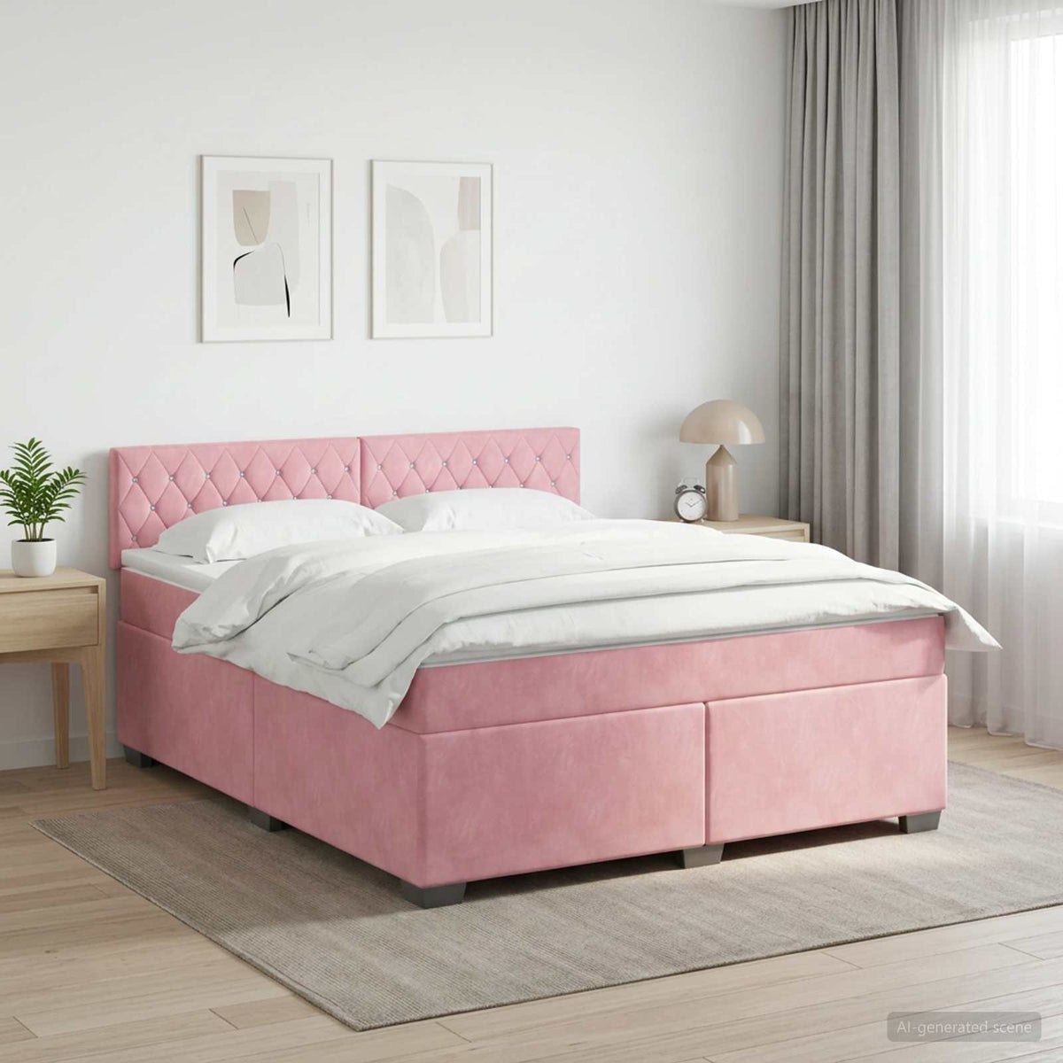 Boxspring krevet s madracem Ružičasta 140 x 200 cm Baršun