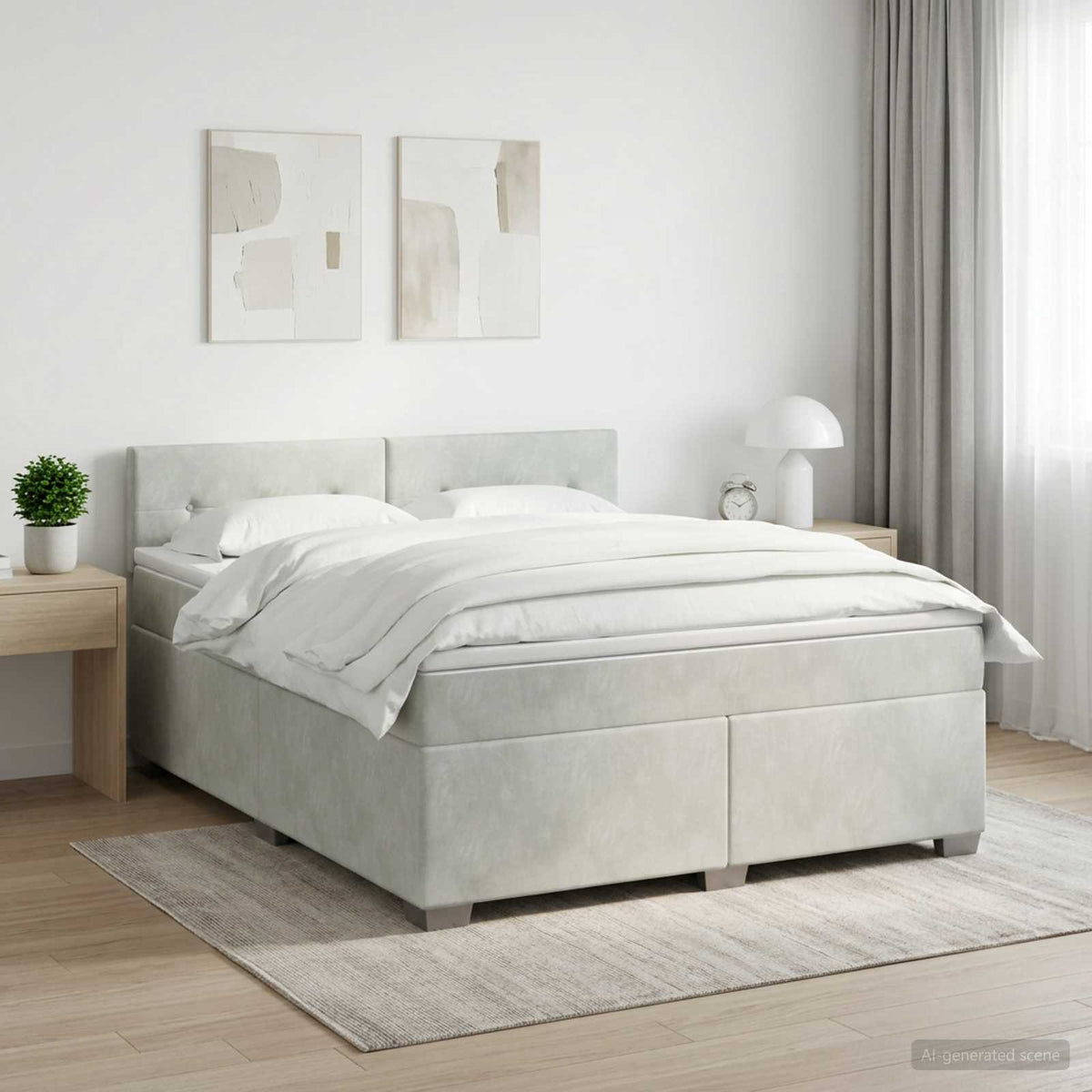 Boxspring krevet s madracem Svjetlosiva 180 x 200 cm Baršun
