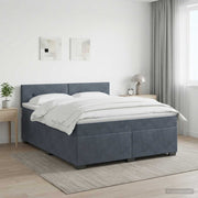 Boxspring krevet s madracem Tamnosiva 160 x 200 cm Baršun