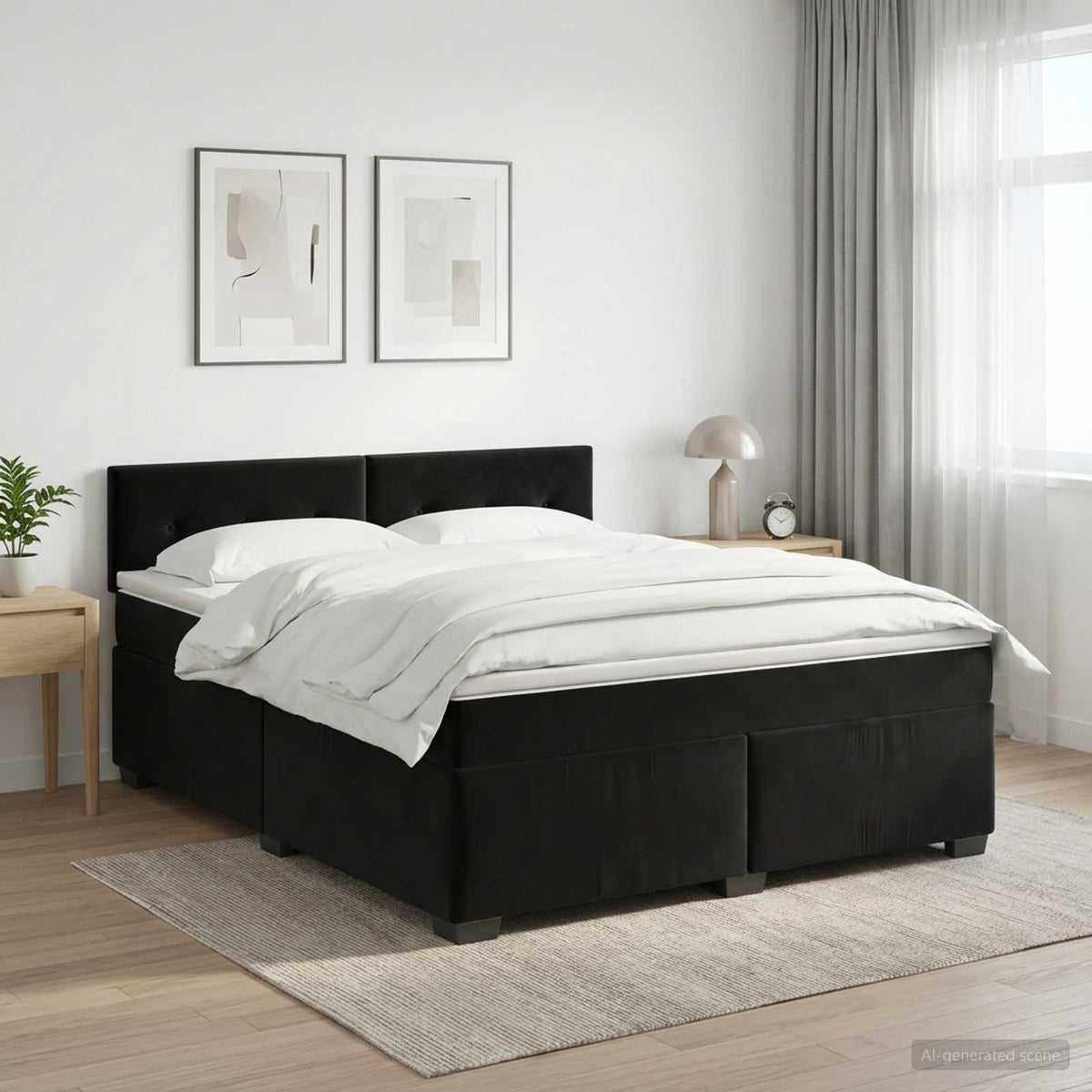 Boxspring krevet s madracem Crna 140 x 190 cm Baršun