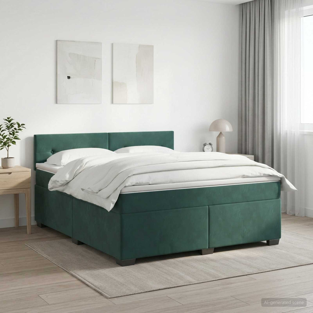 Boxspring krevet s madracem Tamnozelena 140 x 190 cm Baršun