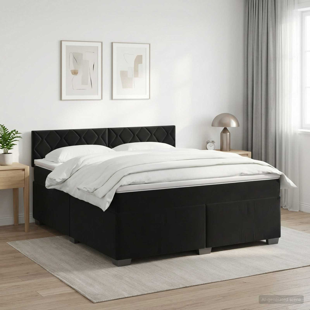 Boxspring krevet s madracem Crna 160 x 200 cm Baršun