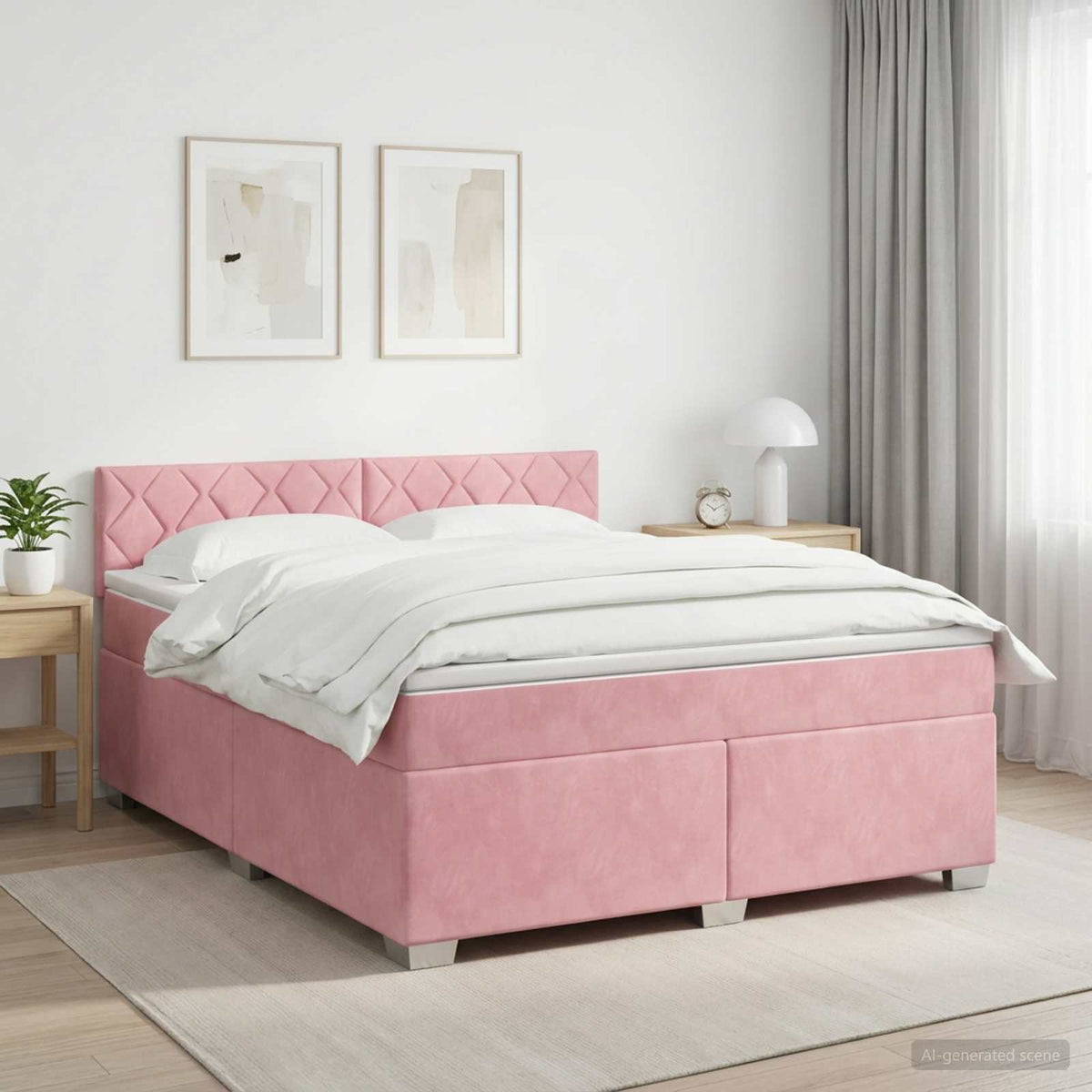 Boxspring krevet s madracem Ružičasta 140 x 200 cm Baršun