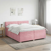 Boxspring krevet s madracem Ružičasta 200 x 200 cm Baršun