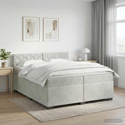 Boxspring krevet s madracem Svjetlosiva 200 x 200 cm Baršun