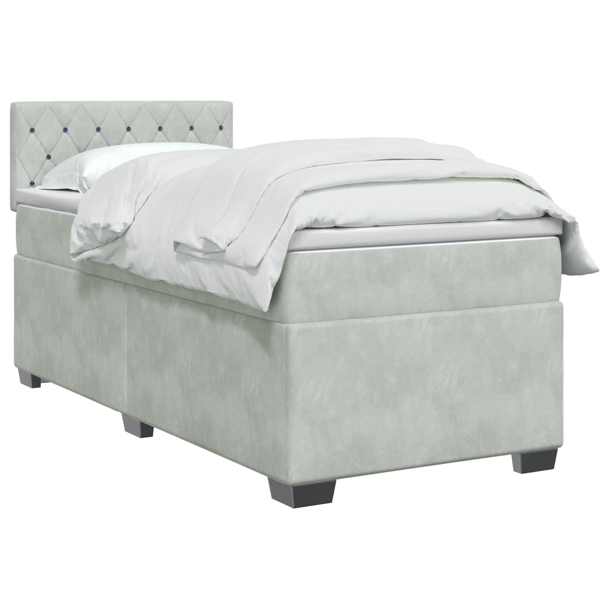 Boxspring krevet s madracem Svjetlosiva 90 x 190 cm Baršun
