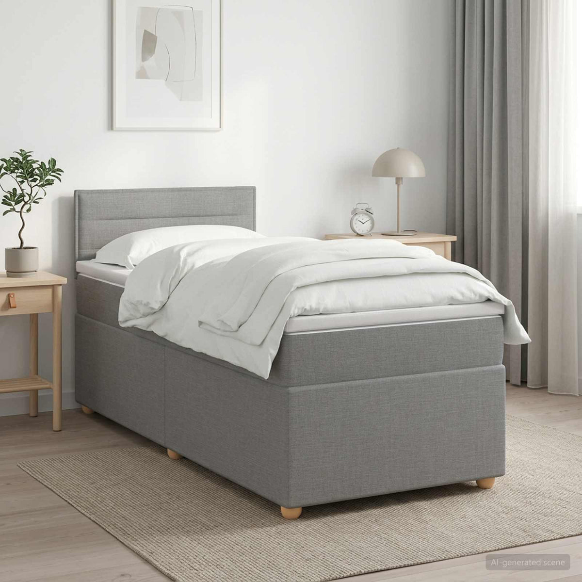 Boxspring krevet s madracem Svjetlosiva 80 x 200 cm Tkanina