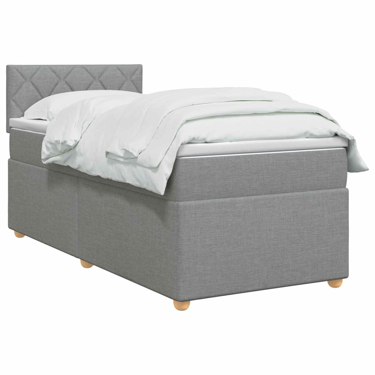 Boxspring krevet s madracem Svjetlosiva 90 x 190 cm Tkanina