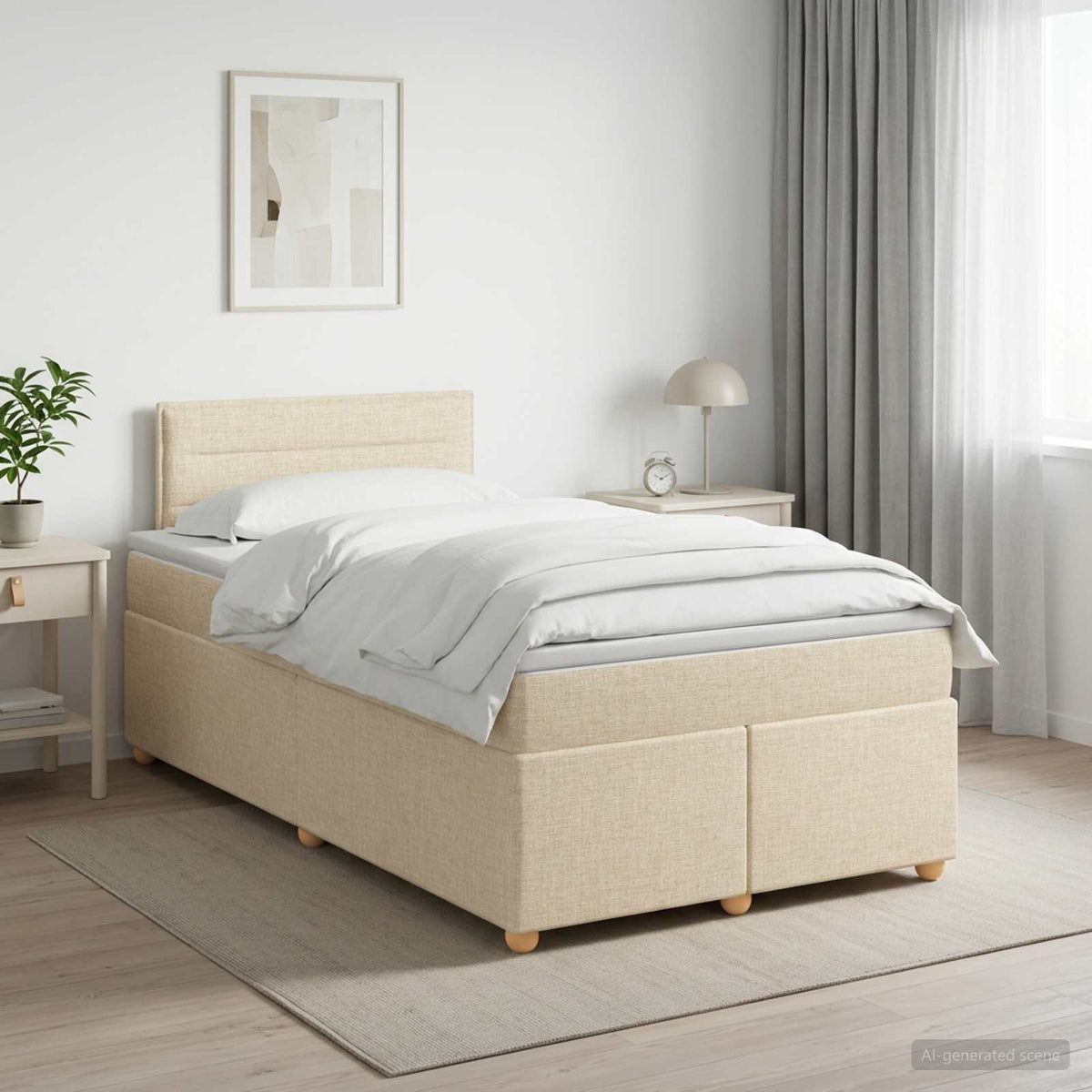 Boxspring krevet s madracem Krem 120 x 200 cm Tkanina