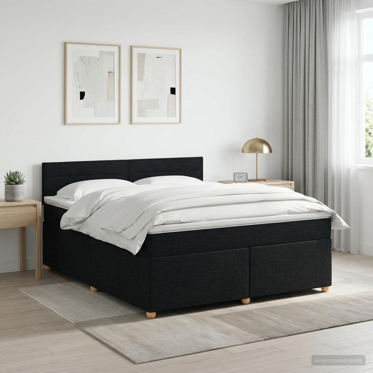 Boxspring krevet s madracem Crna 160 x 200 cm Tkanina